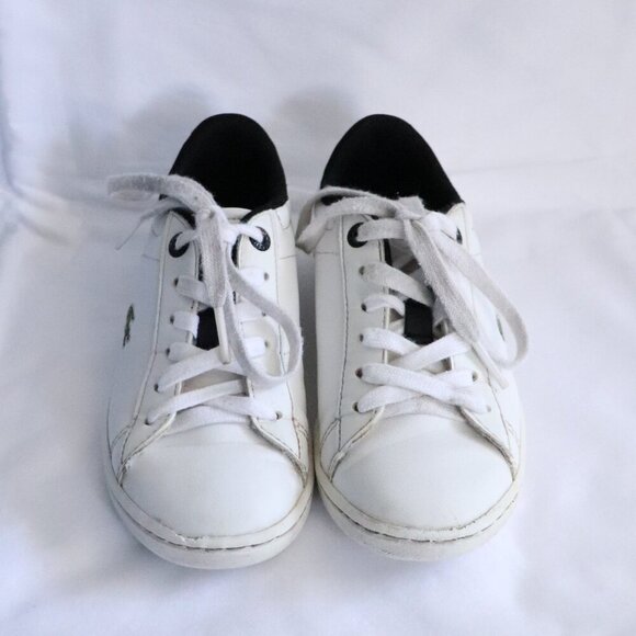 Lacoste Kids Sz 12 White Carnaby Evo Unisex Lace Up Casual Trainer Sneakers - Picture 2 of 9